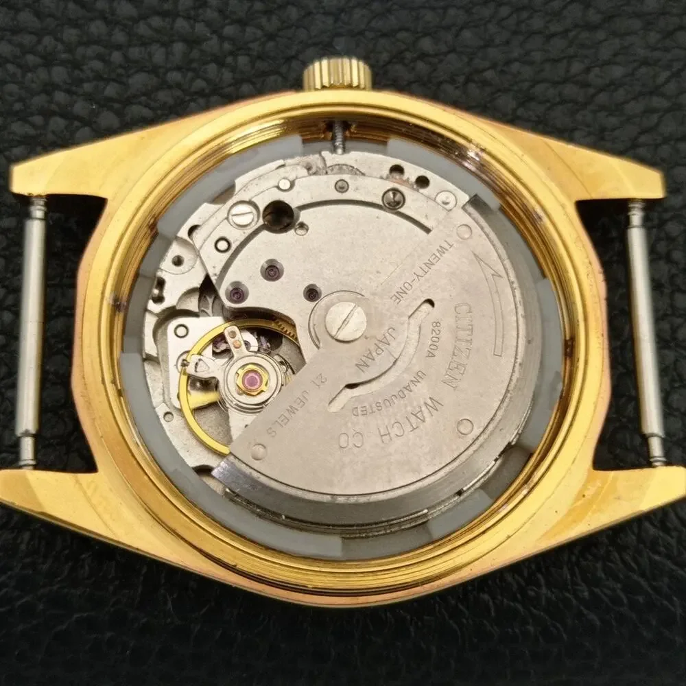 Vintage 1978 Citizen Automatic Mens Gold Watch W/daydate & Red accents